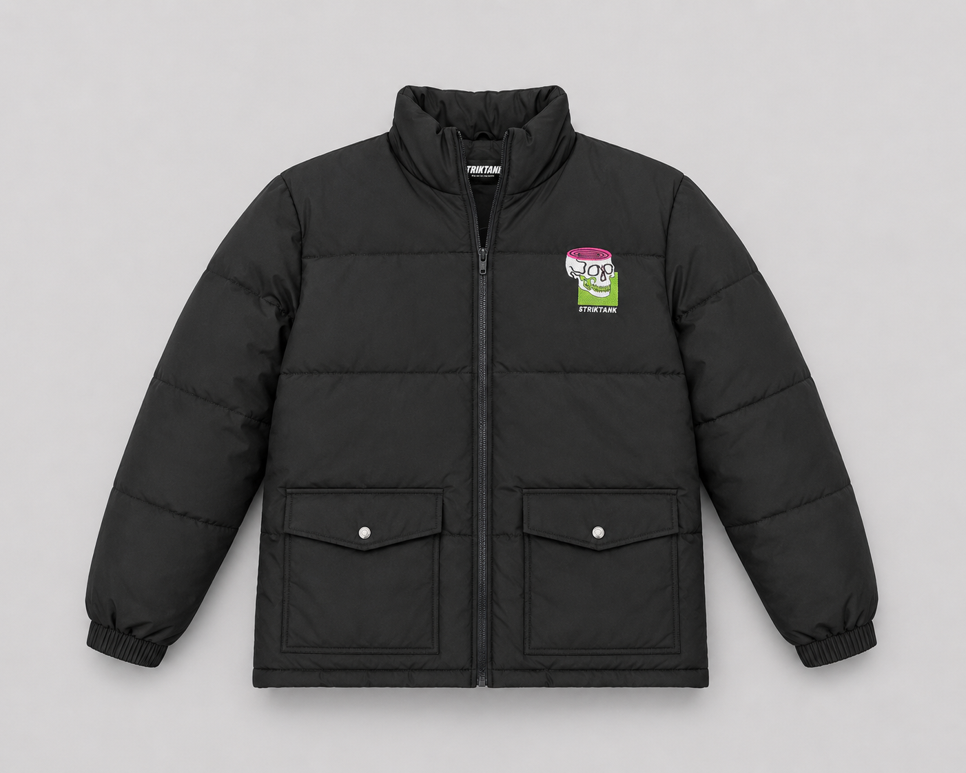 Puffer Jacket STRIKTANK Black Skull